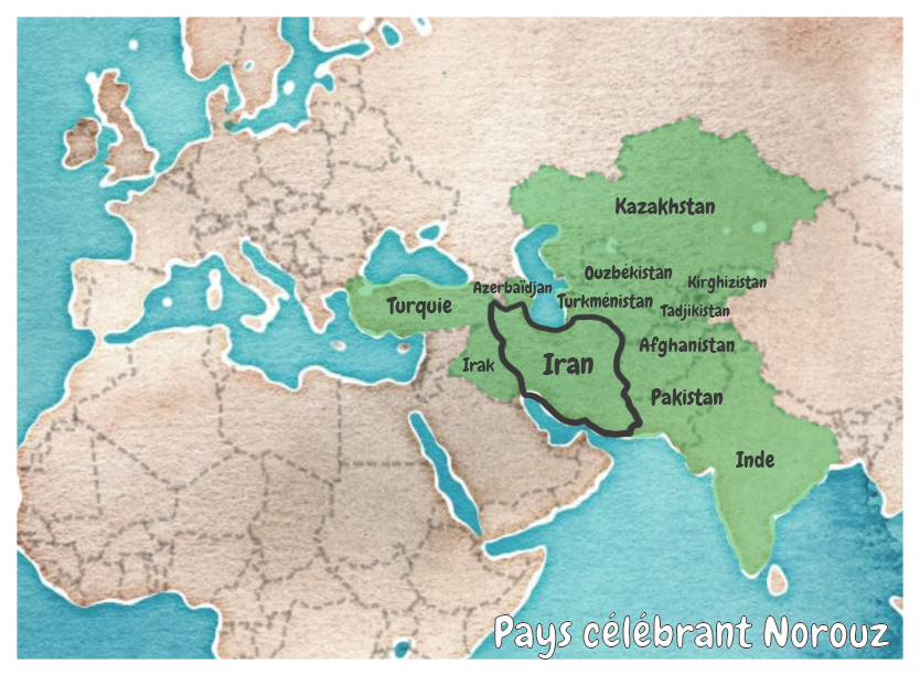 Carte des pays célébrant Norouz