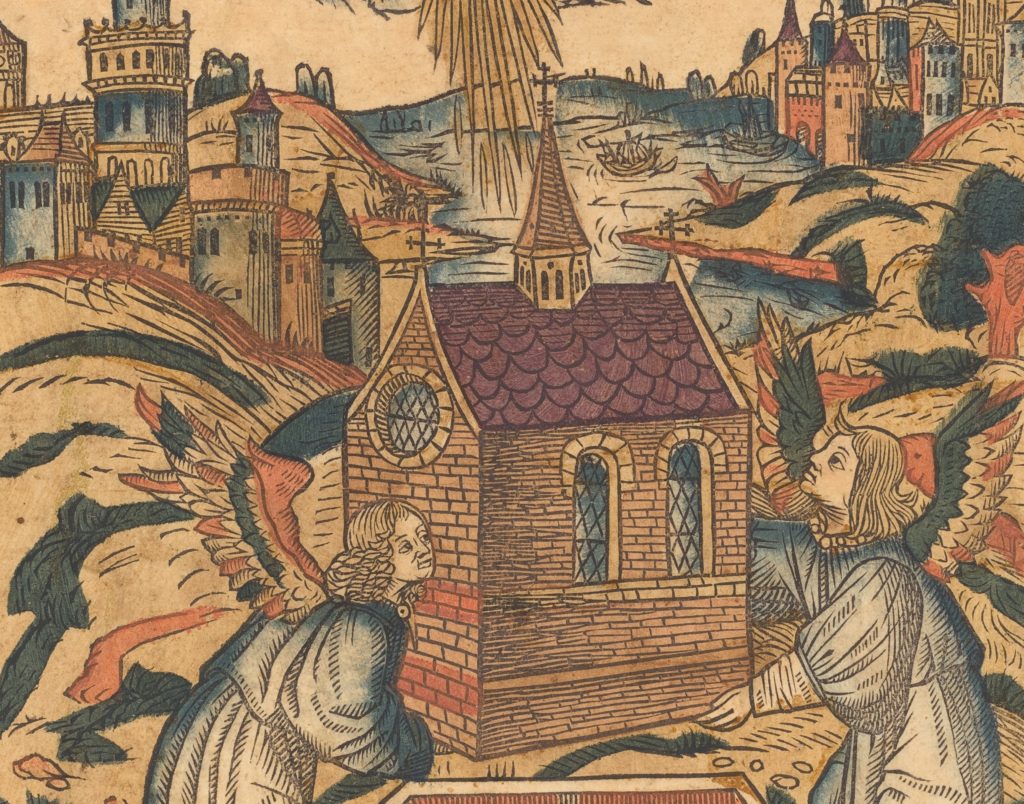 La Translation de la Sainte Maison de Lorette - Gravure de 1494